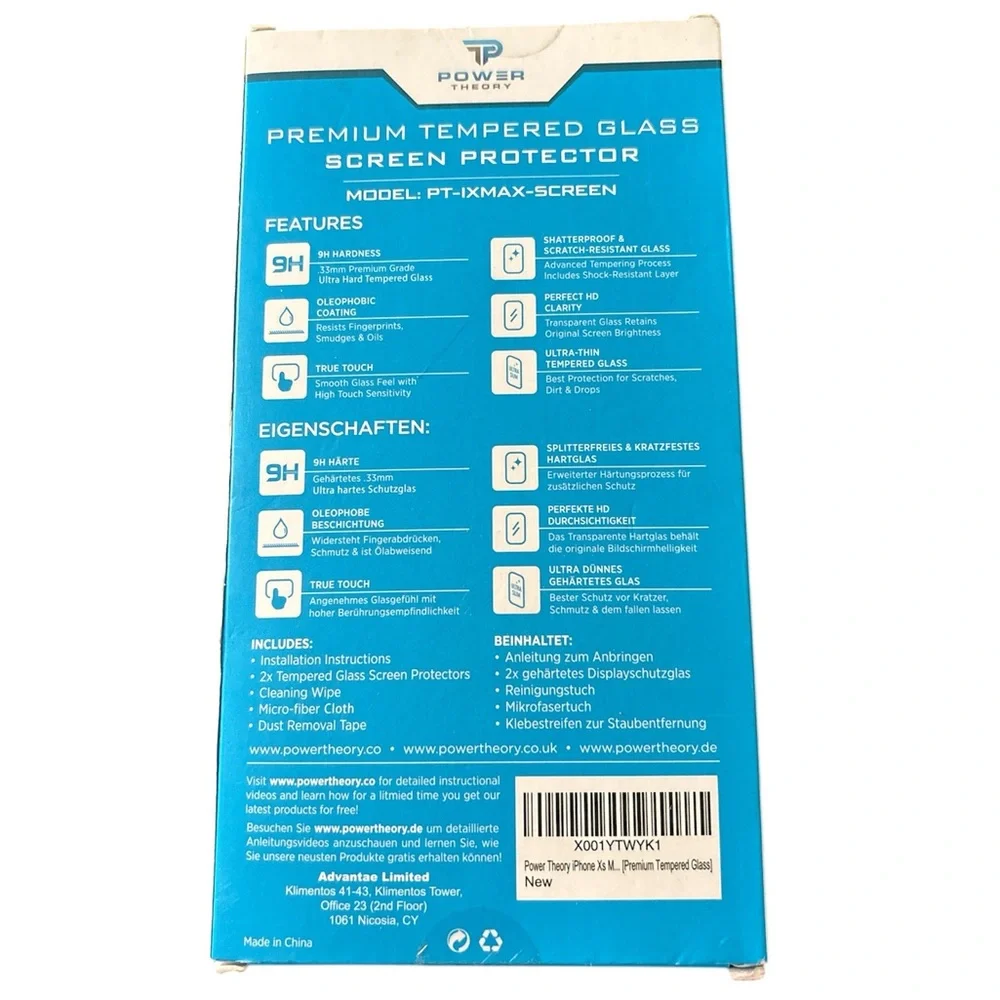 Power Theory Premium Tempered Glass Screen Protector 2 pack